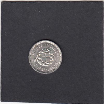 Beschrijving: 3 Pence GEORGIUS VI  